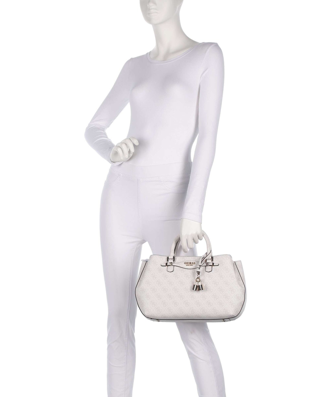 Guess Katya 4G Logo Handbag white logo
