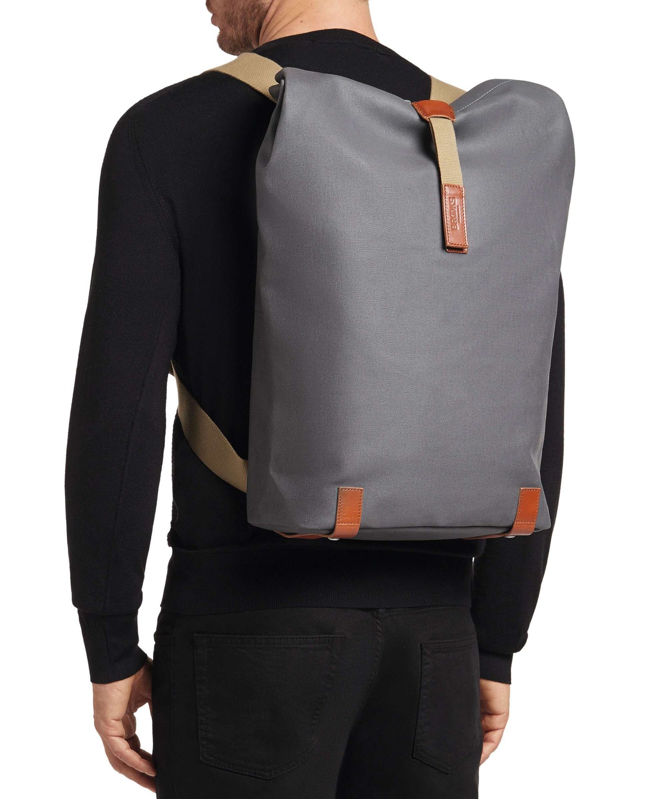 Brooks England Pickwick Cotton Canvas Large Rolltop backpack grey