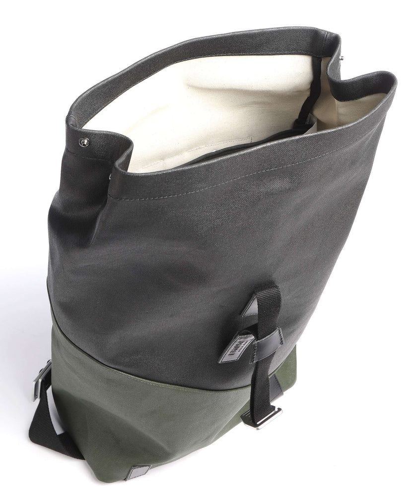 Brooks England Pickwick Patchwork Large Rolltop backpack black/forest