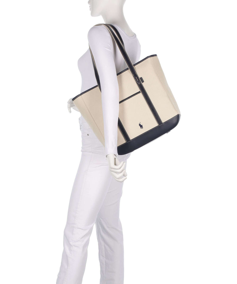 Polo Ralph Lauren Canvas Medium Tote bag ecru/navy