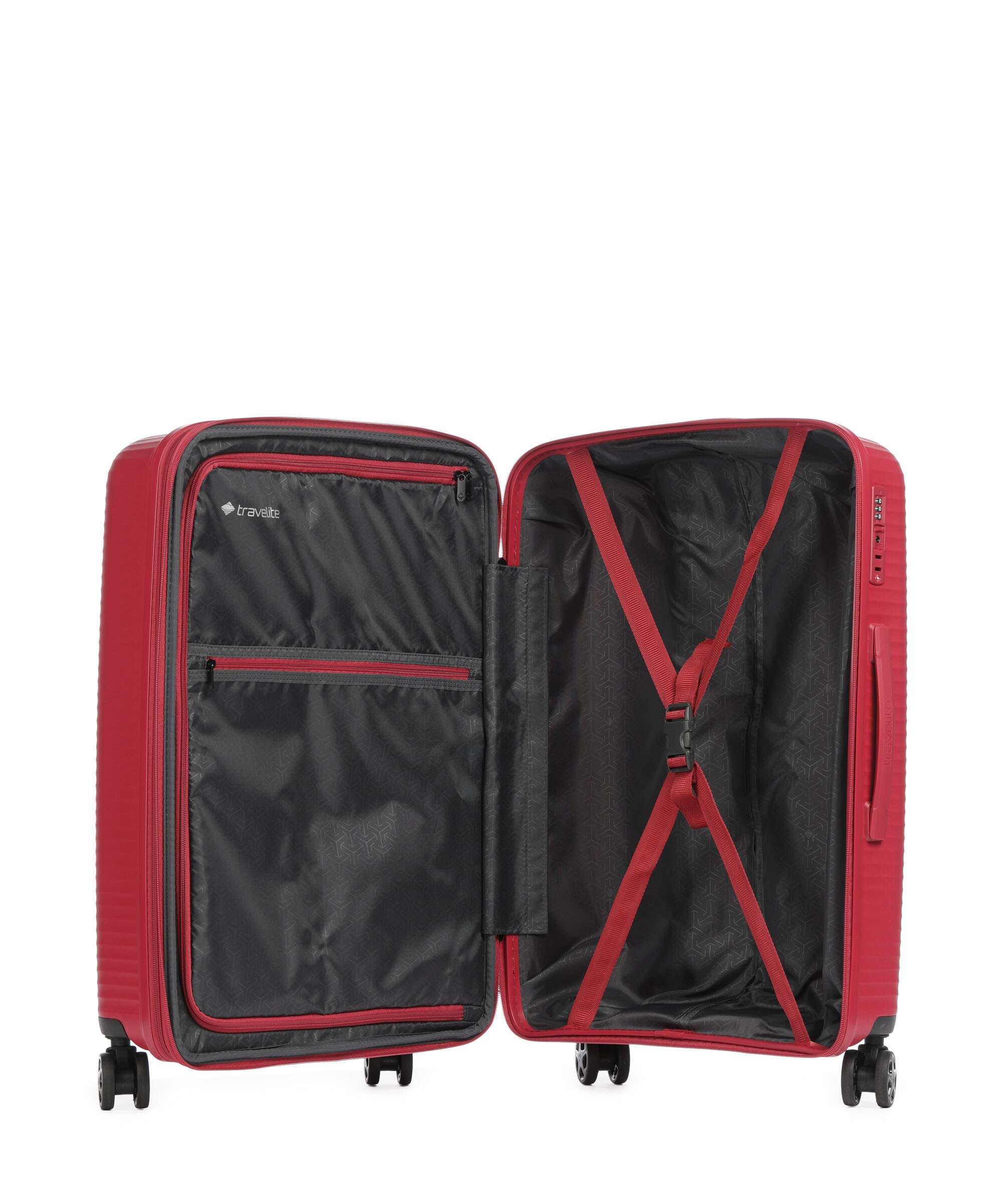 Travelite Air Stripe Slim Suitcase set (4 wheels) red