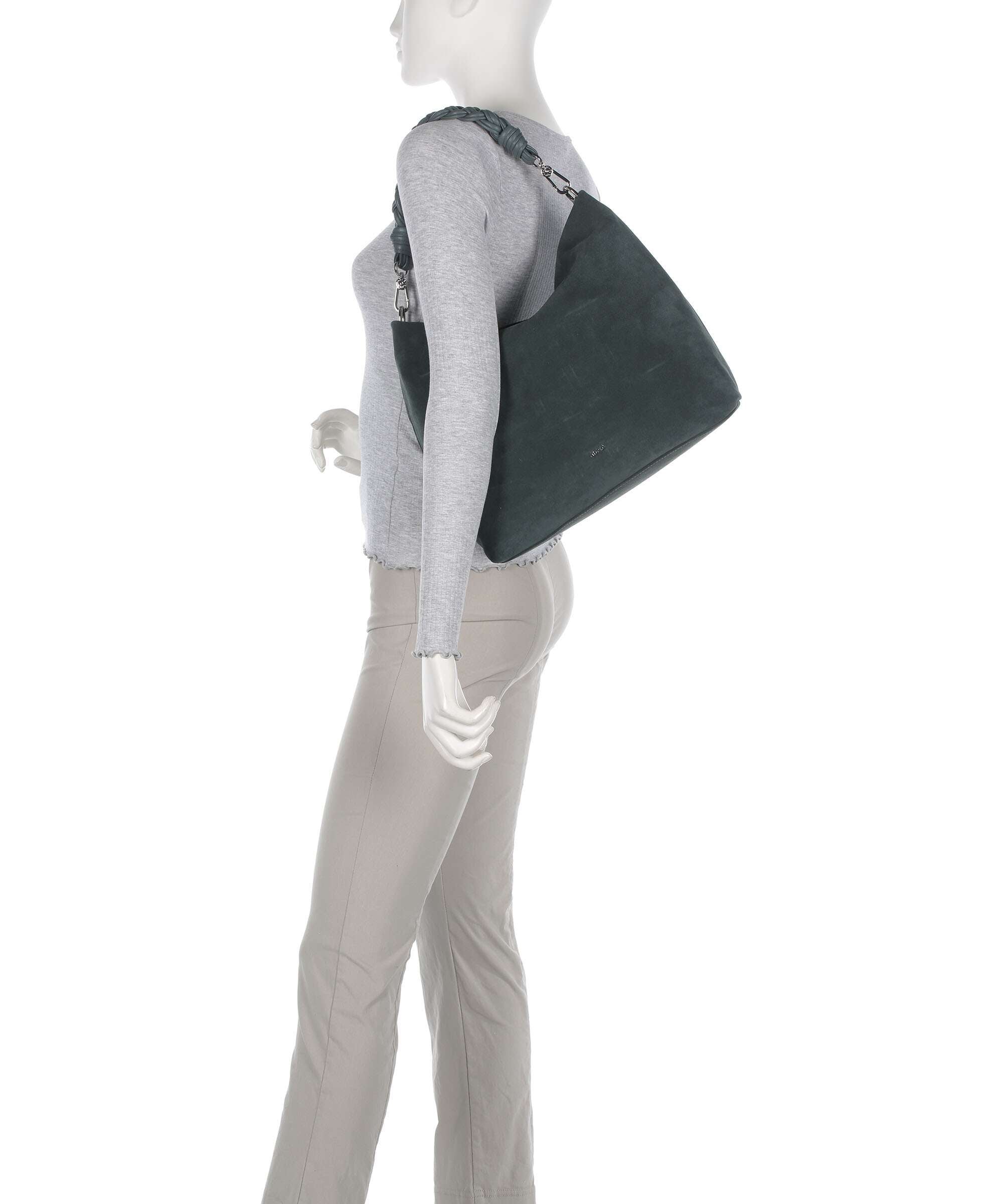 Abro Suede Soley Hobo bag sage