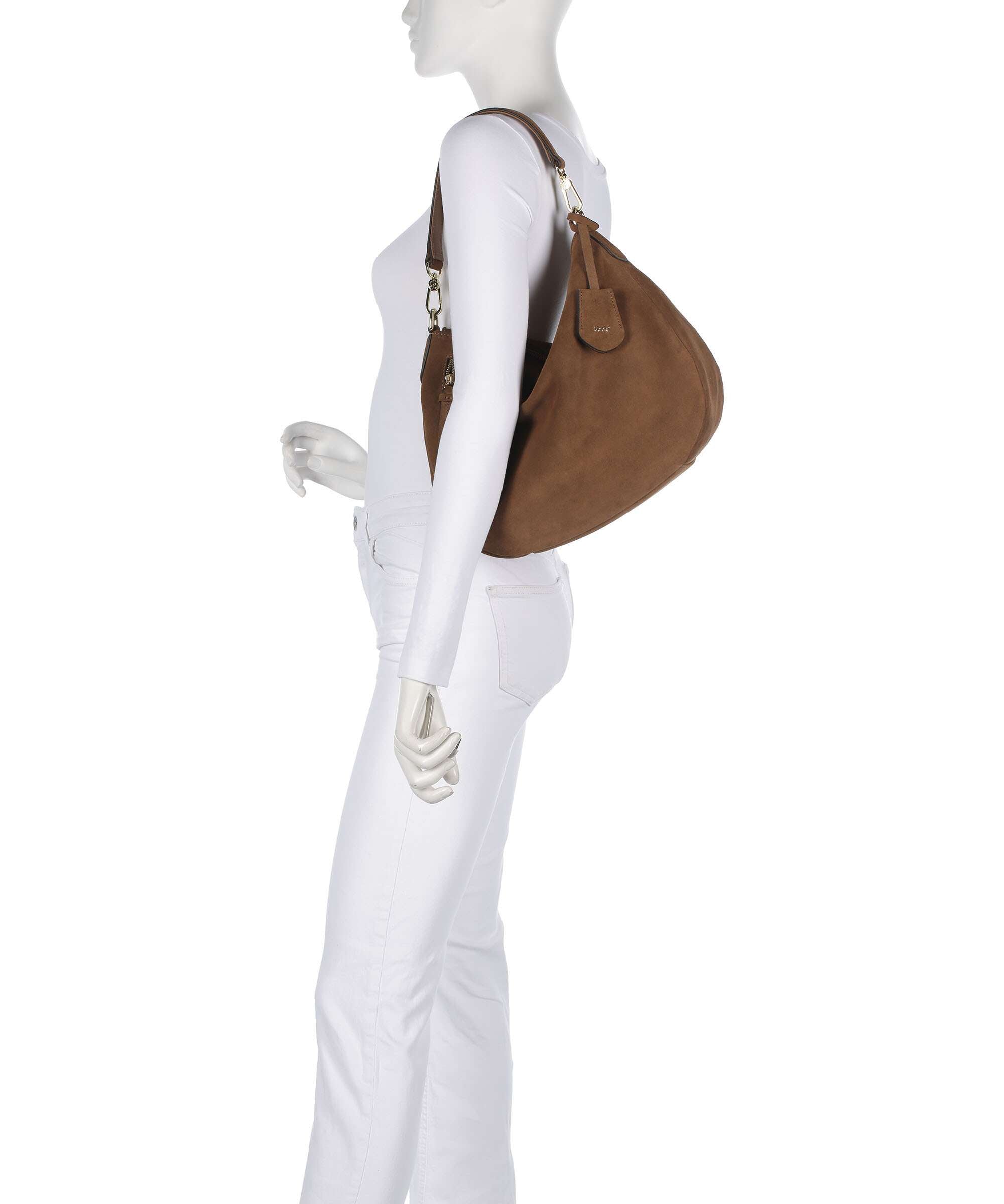 Abro Suede Juna Small Hobo bag camel