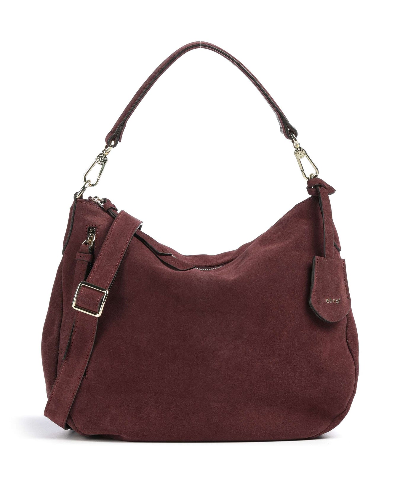 Abro Suede Juna Small Hobo bag bordeaux