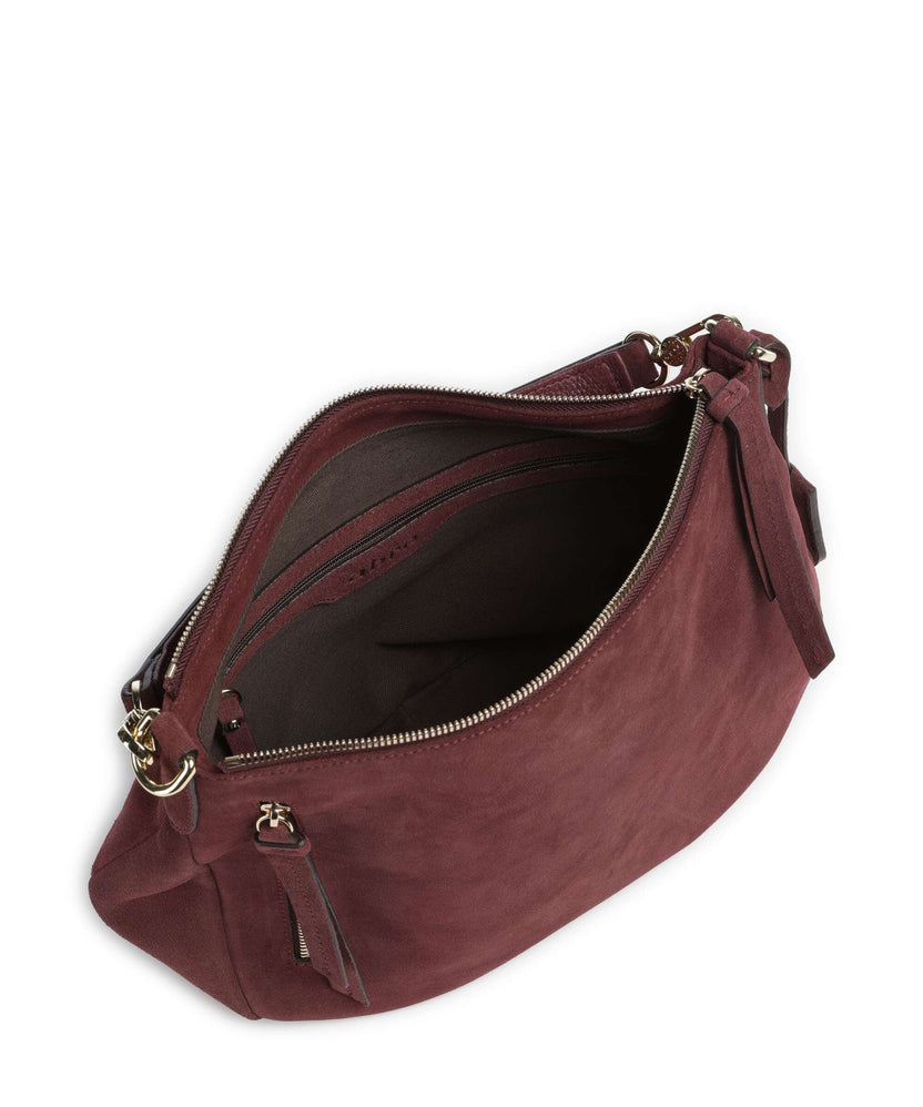 Abro Suede Juna Small Hobo bag bordeaux