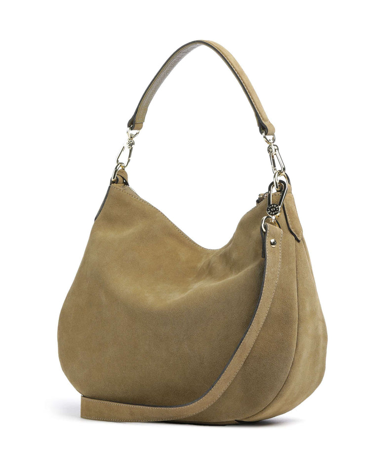 Abro Suede Juna Small Hobo bag mud