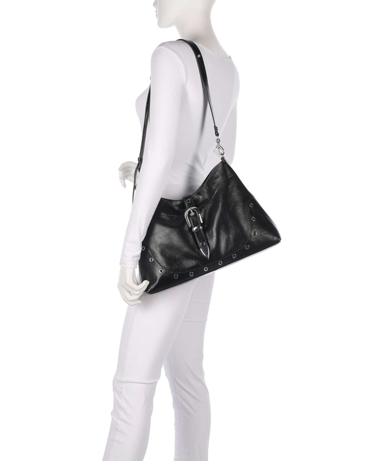 Les Visionnaires Elisa Rivet Glossy Hobo bag black