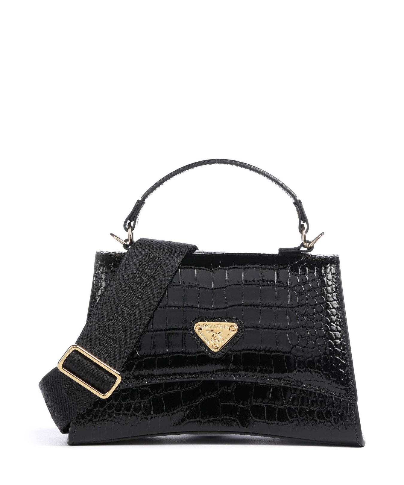Maison Mollerus Croco Romont Handbag classic schwarz