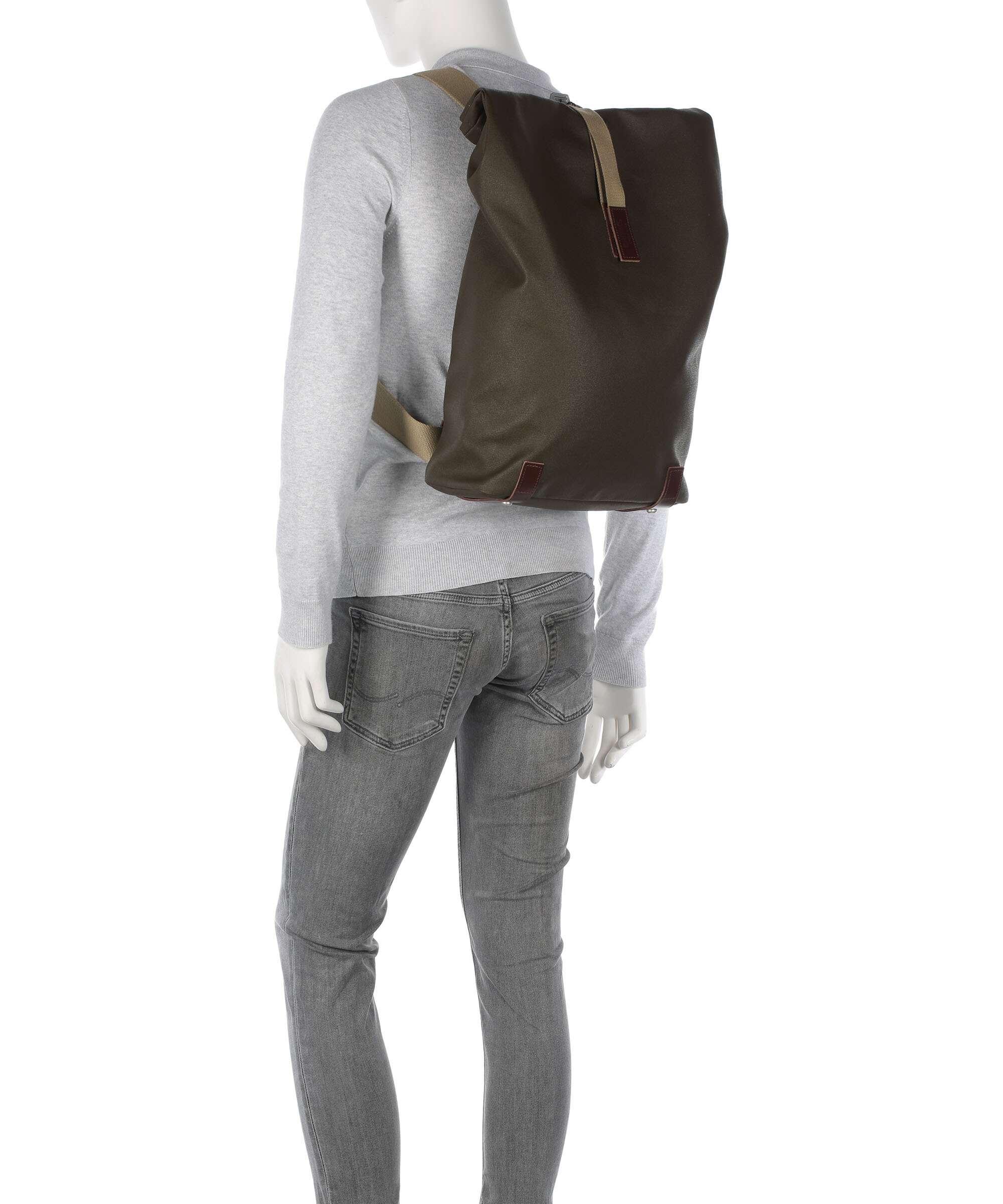 Brooks England Pickwick Large Patchwork Rolltop backpack moss