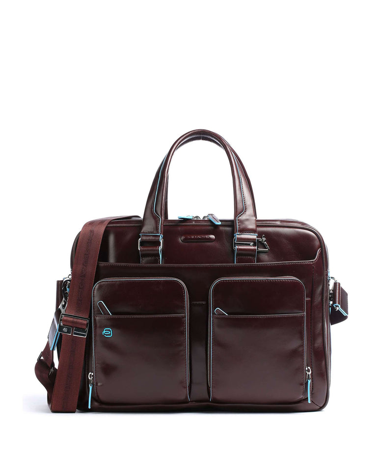 Piquadro Blue Square Briefcase mahogany