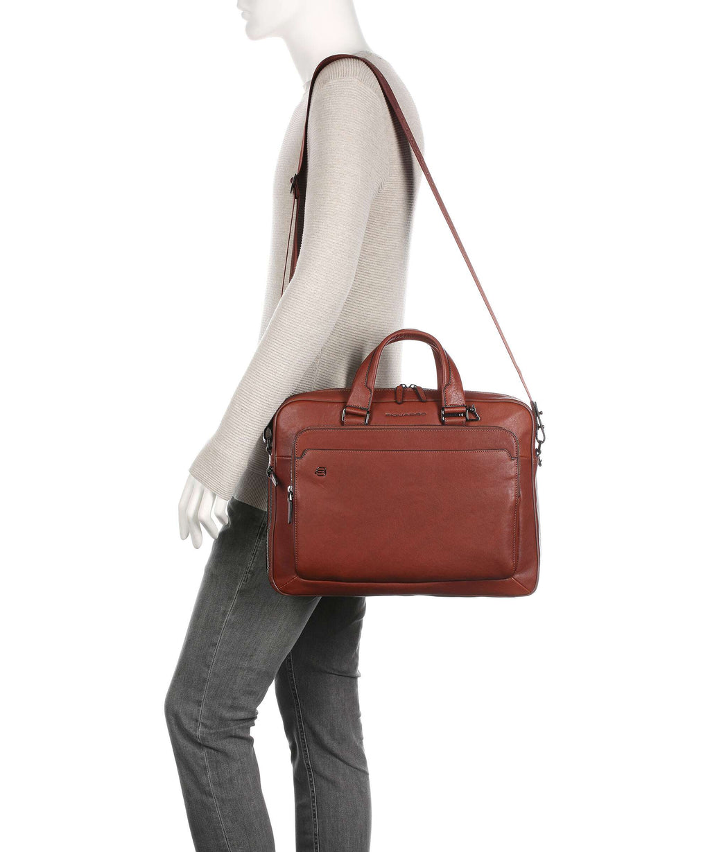Piquadro Black Square Briefcase cuoio