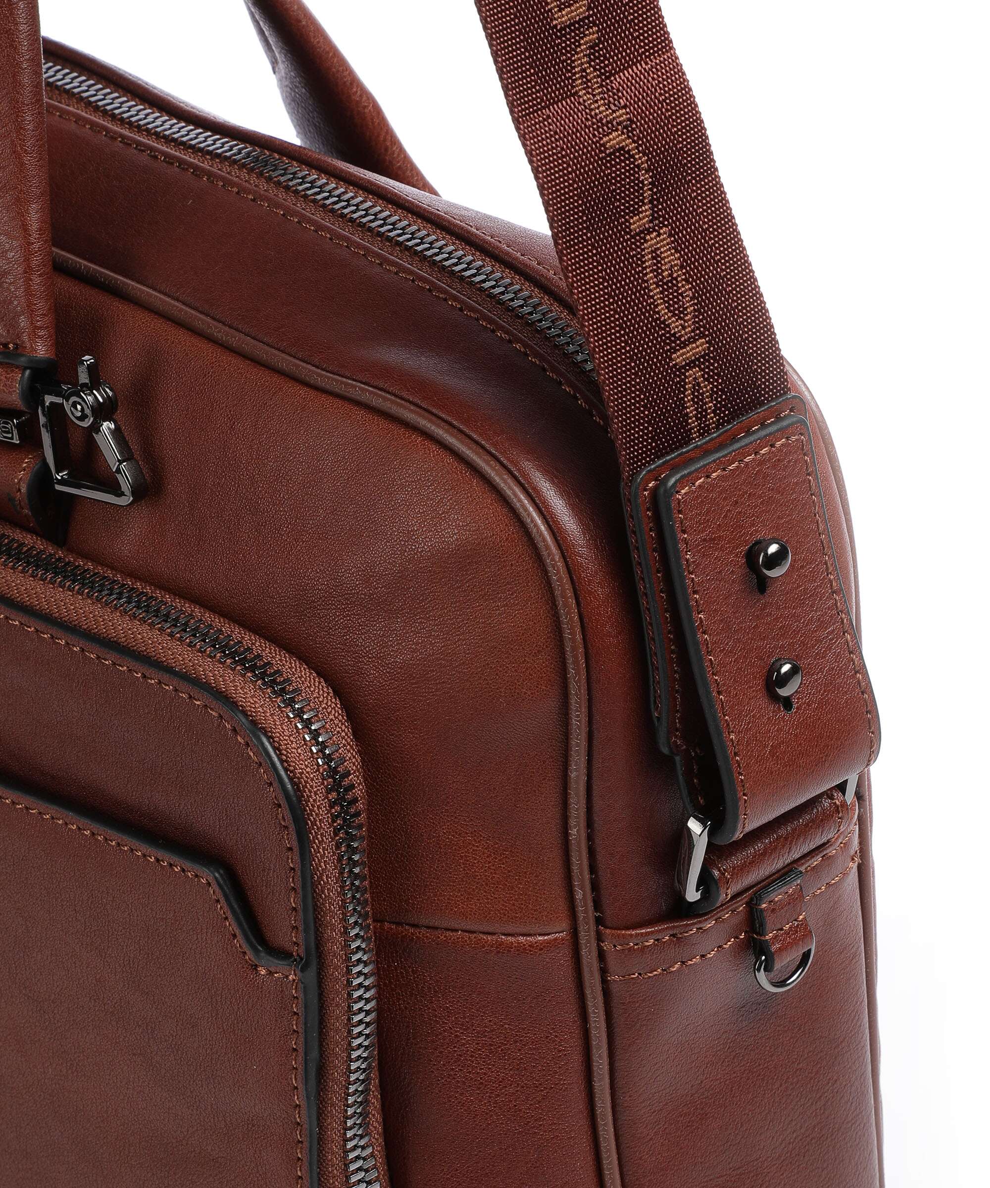 Piquadro Black Square Briefcase cuoio