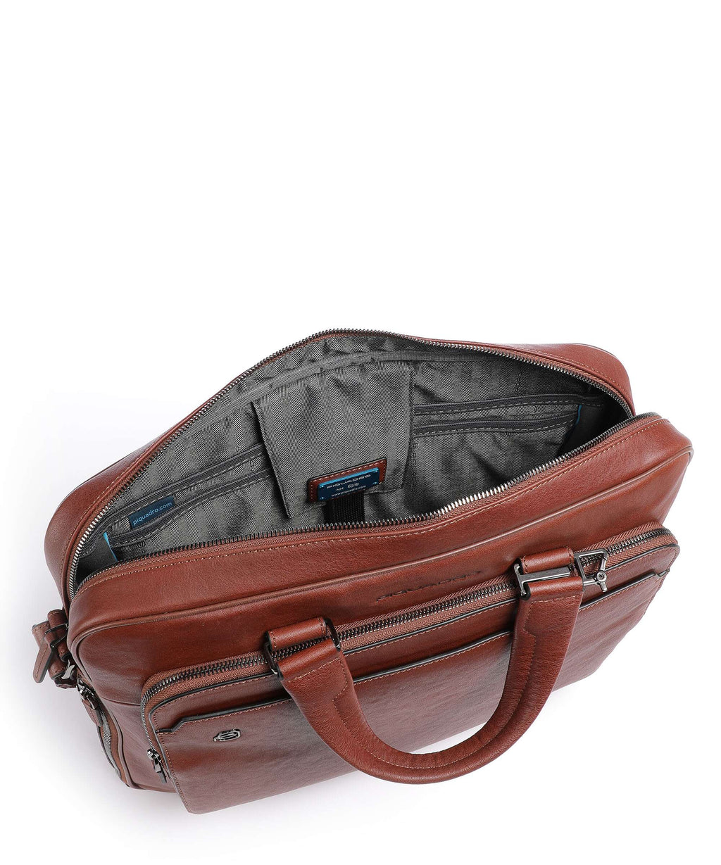 Piquadro Black Square Briefcase cuoio