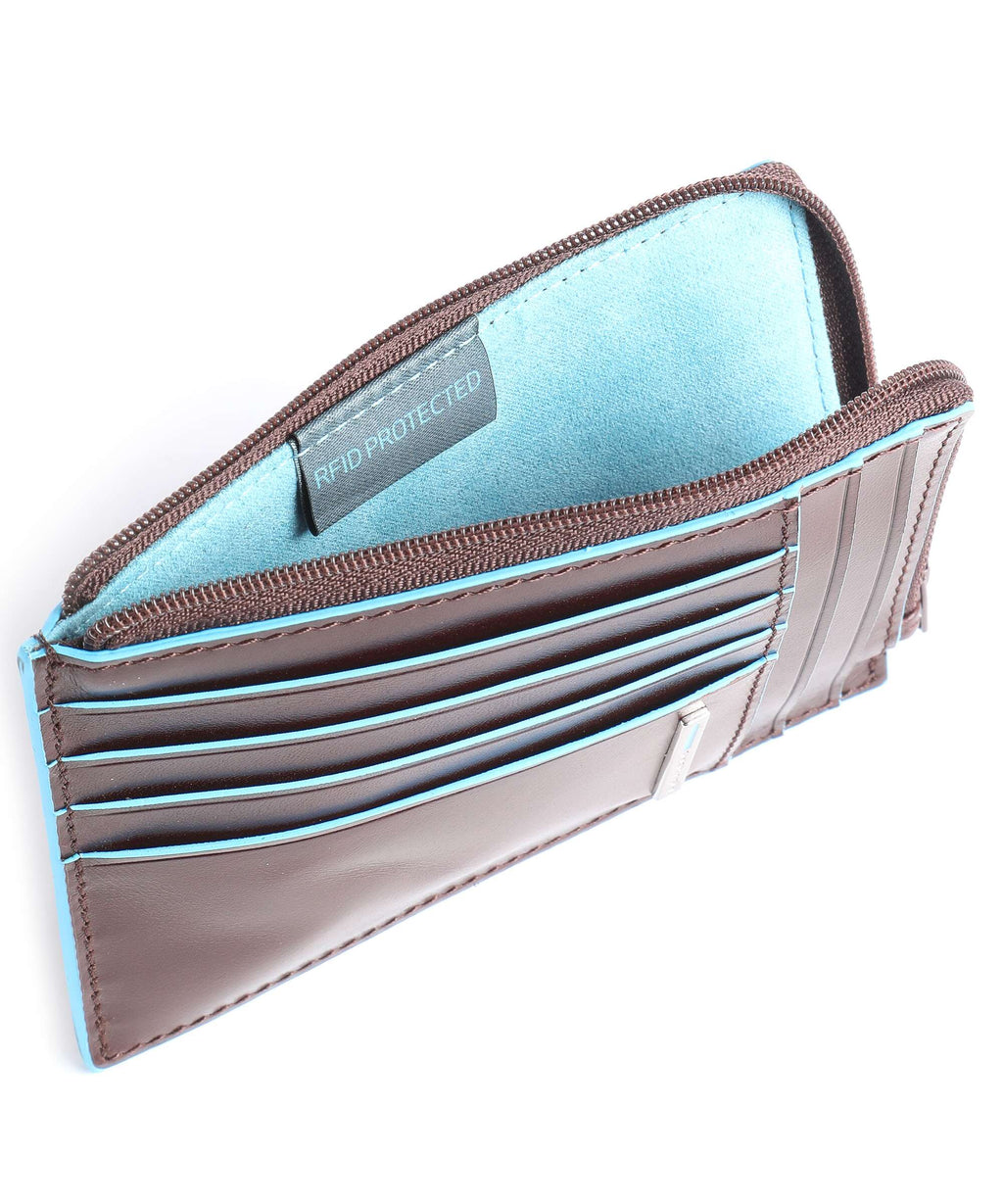 Piquadro Blue Square Credit card holder mahogany