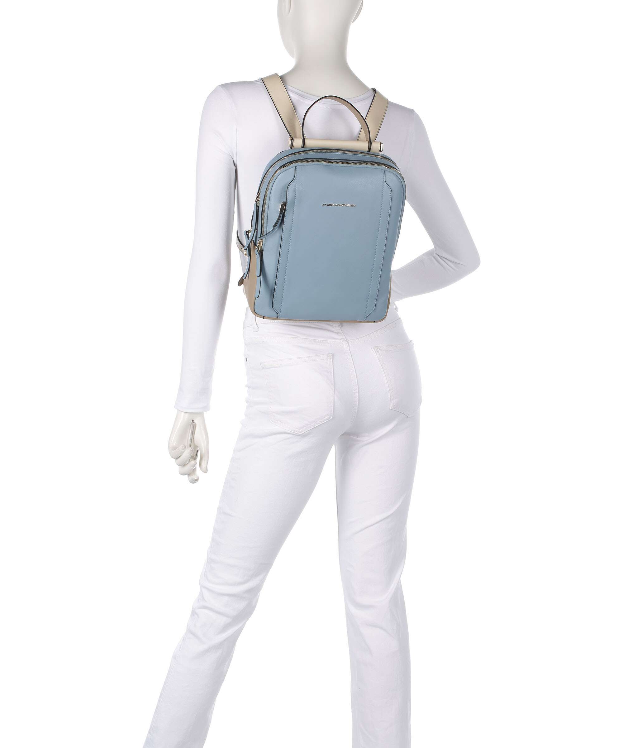 Piquadro Circle RFID Backpack light blue/beige