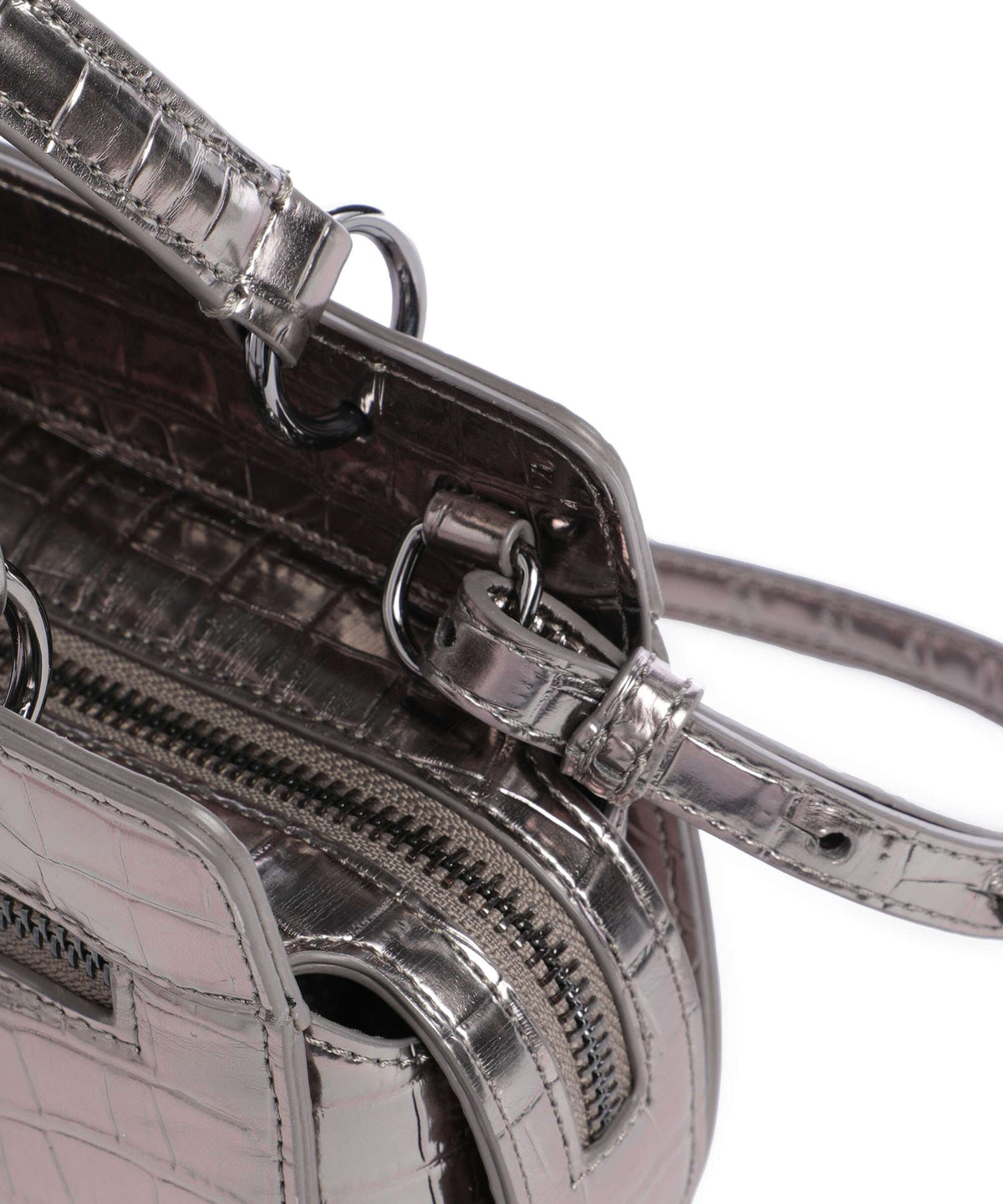 Armani Exchange Diane Mini Croco Crossbody bag gunmetal