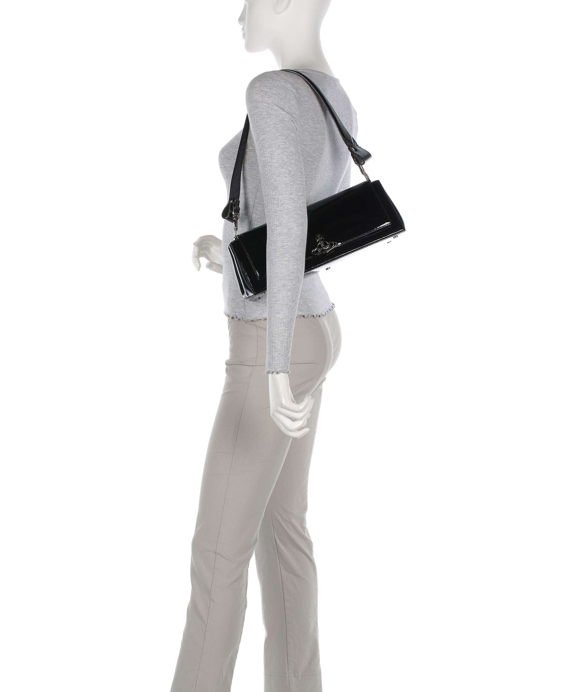 Vivienne Westwood Hazel Shiny Patent Large Shoulder bag black