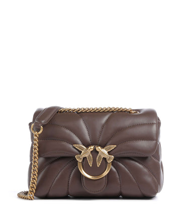 Pinko Love Puff Mini Borsa a spalla marrone castano/antique gold