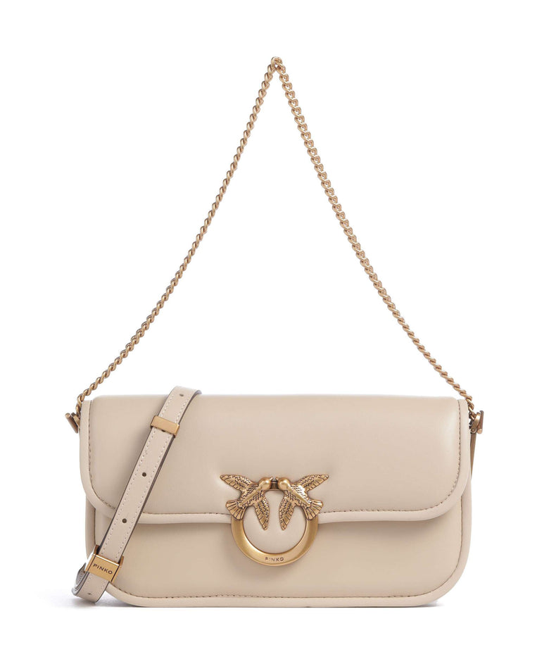 Pinko Love Box Baguette Shoulder bag beige/grigio fumo/antique gold