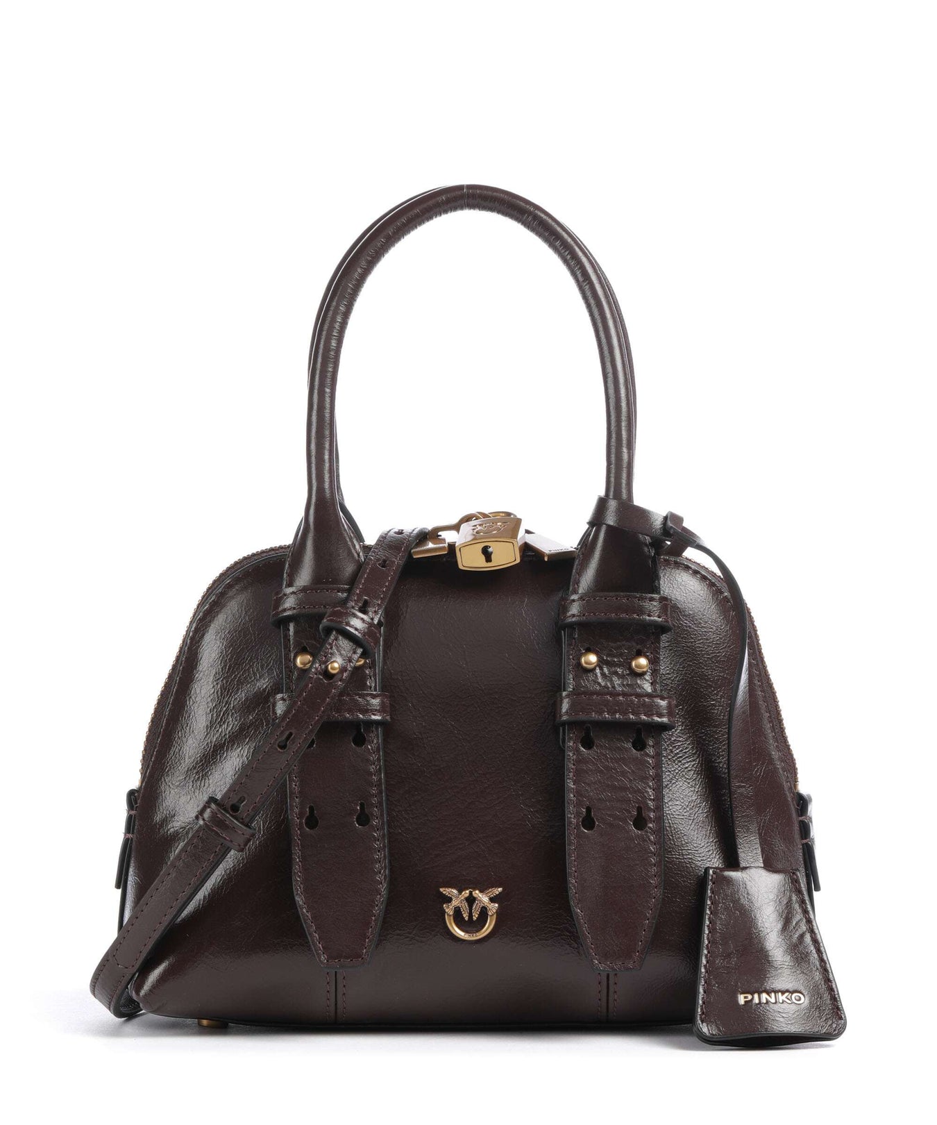 Pinko Bowling Mini Handbag rosso mogano/antique gold