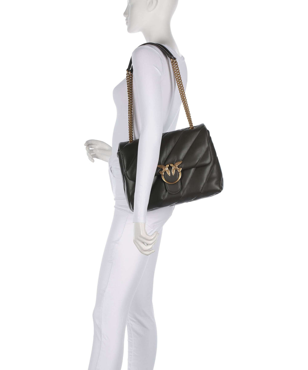 Pinko Love Puff Big Shoulder bag verde fango/antique gold