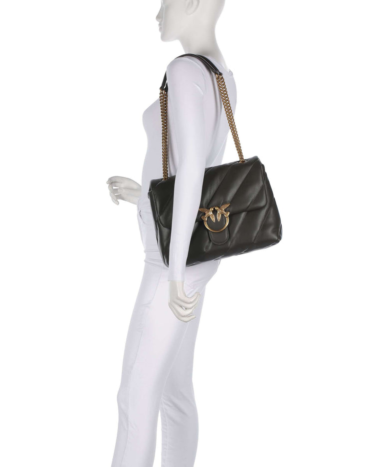 Pinko Love Puff Big Shoulder bag verde fango/antique gold