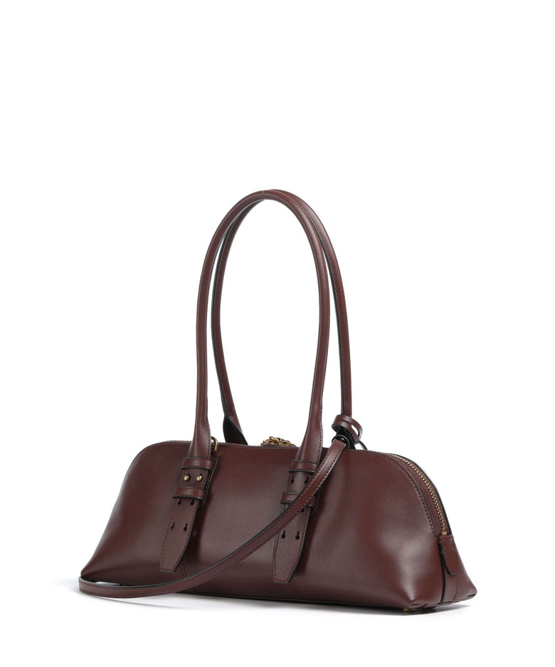 Pinko Bowling Horizontal Big Handbag burgundy wine/antique gold