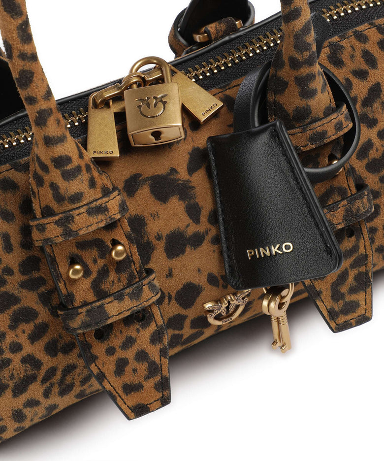 Pinko Bowling Horizontal Handbag maculato/marrone/antique gold