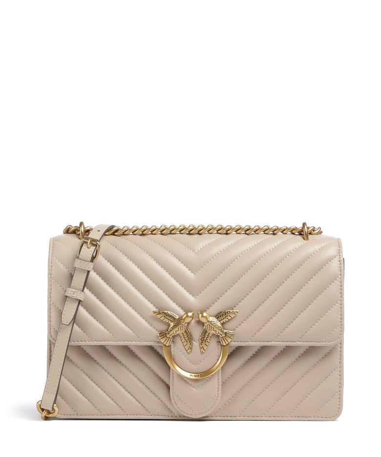 Pinko Love One Classic Shoulder bag beige/grigio fumo/antique gold
