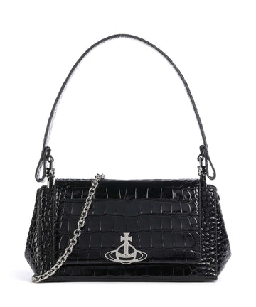 Vivienne Westwood Hazel Embossed Croc Medium Schultertasche black