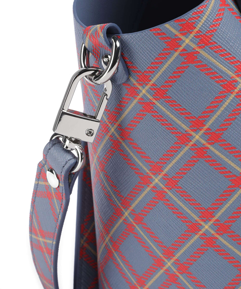 Vivienne Westwood Betty Saffiano Printed Medium Handbag blue/orange tartan