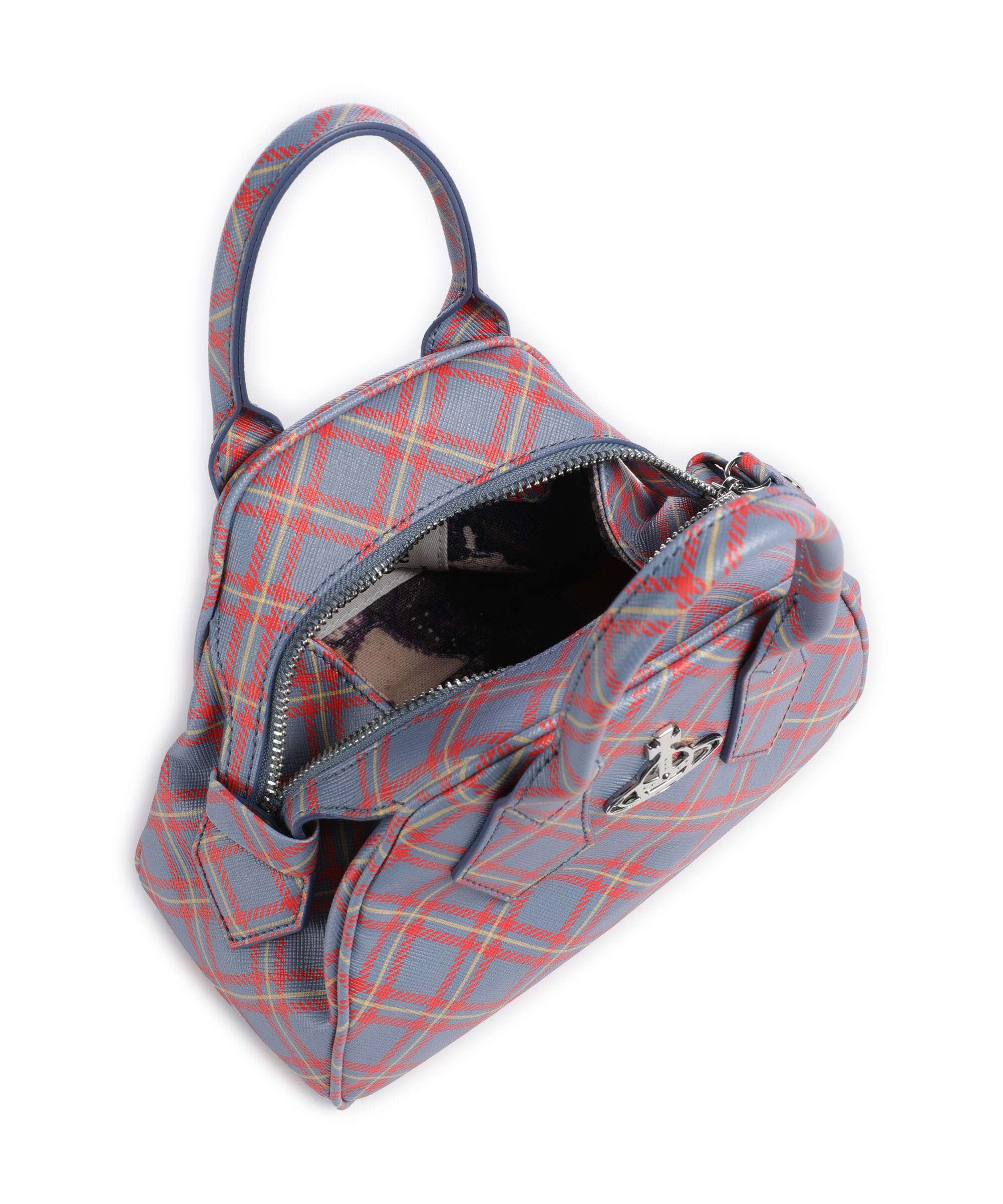 Vivienne Westwood Yasmine Saffiano Printed Small Handbag blue/orange tartan
