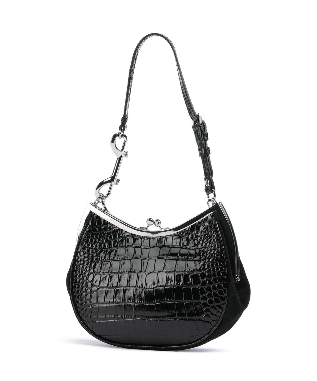 Vivienne Westwood Charm Frame Embossed Croc Shoulder bag black charms