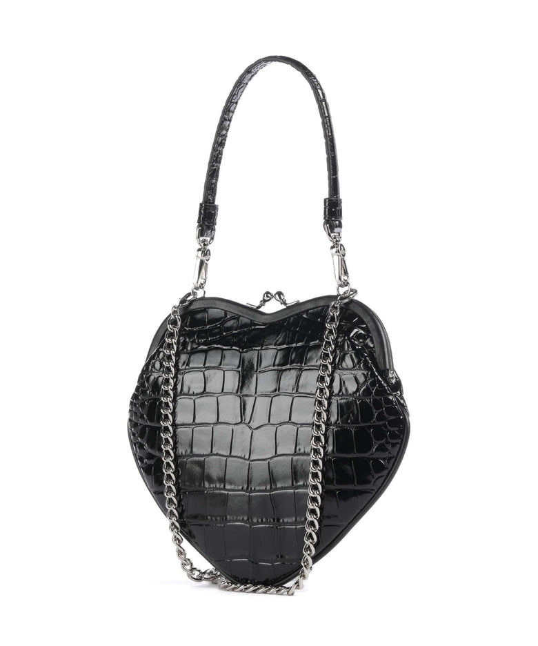 Vivienne Westwood Belle Heart Frame Embossed Croc Crossbody bag black
