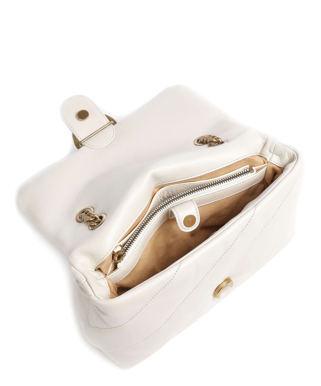 Pinko Love Puff Classic Shoulder bag bianco seta/antique gold