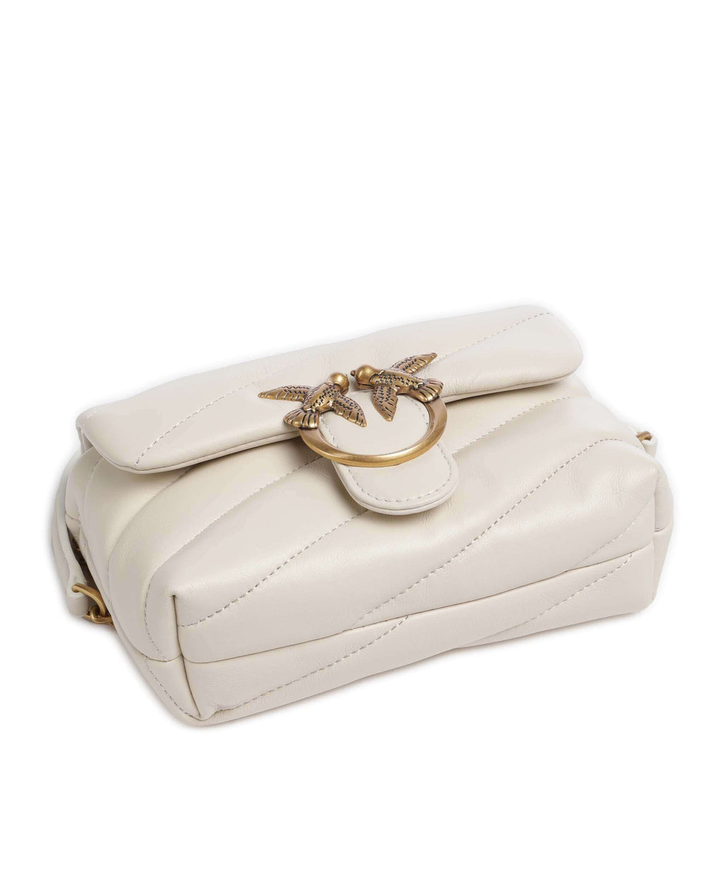 Pinko Love Puff Baby Shoulder bag bianco seta/antique gold