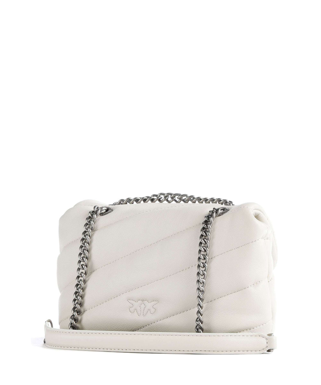 Pinko Love Puff Baby Shoulder bag bianco seta/old silver