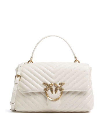 Pinko Love Lady Puff Classic Borsa a mano bianco seta/antique gold