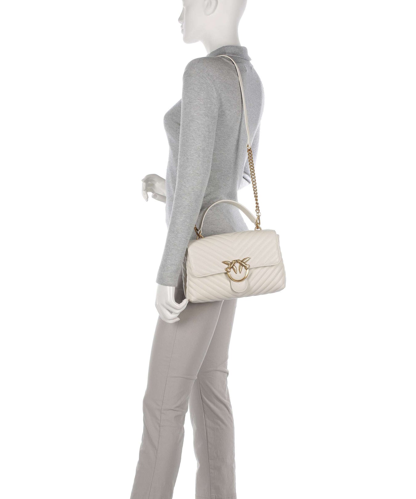 Pinko Love Lady Puff Classic Handbag bianco seta/antique gold