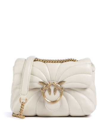 Pinko Love Puff Mini Borsa a spalla bianco seta/antique gold