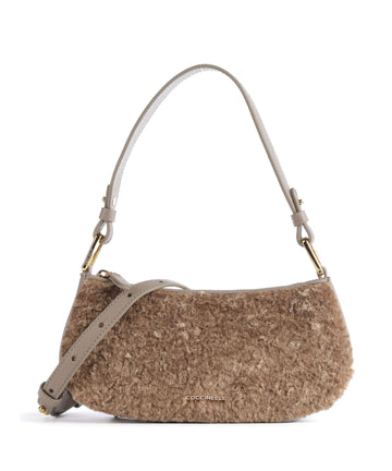 Coccinelle Merveille Astrakan Schultertasche warm taupe