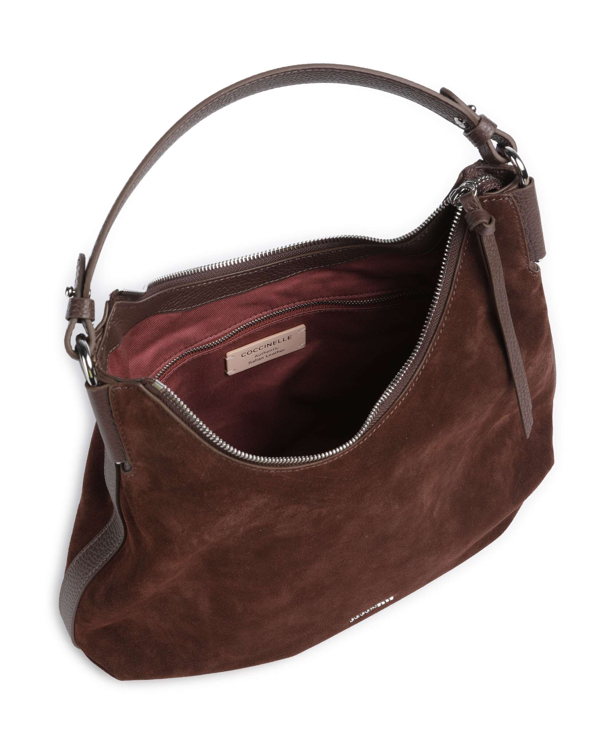 Coccinelle Rebekka Suede Hobo bag brunette