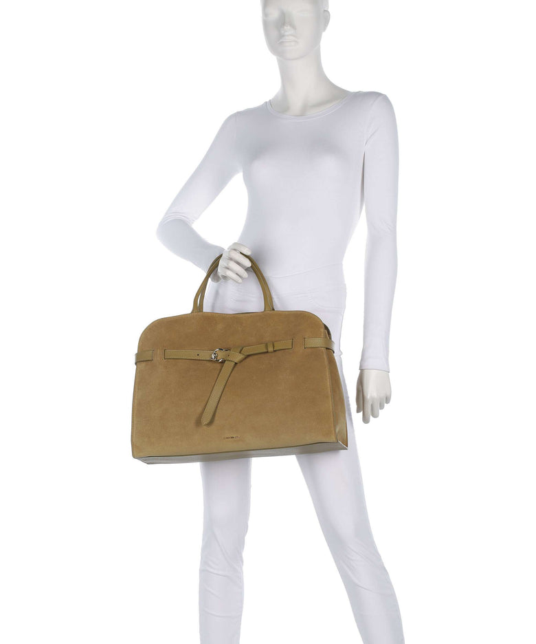 Coccinelle Sabine Suede Handbag seagrass