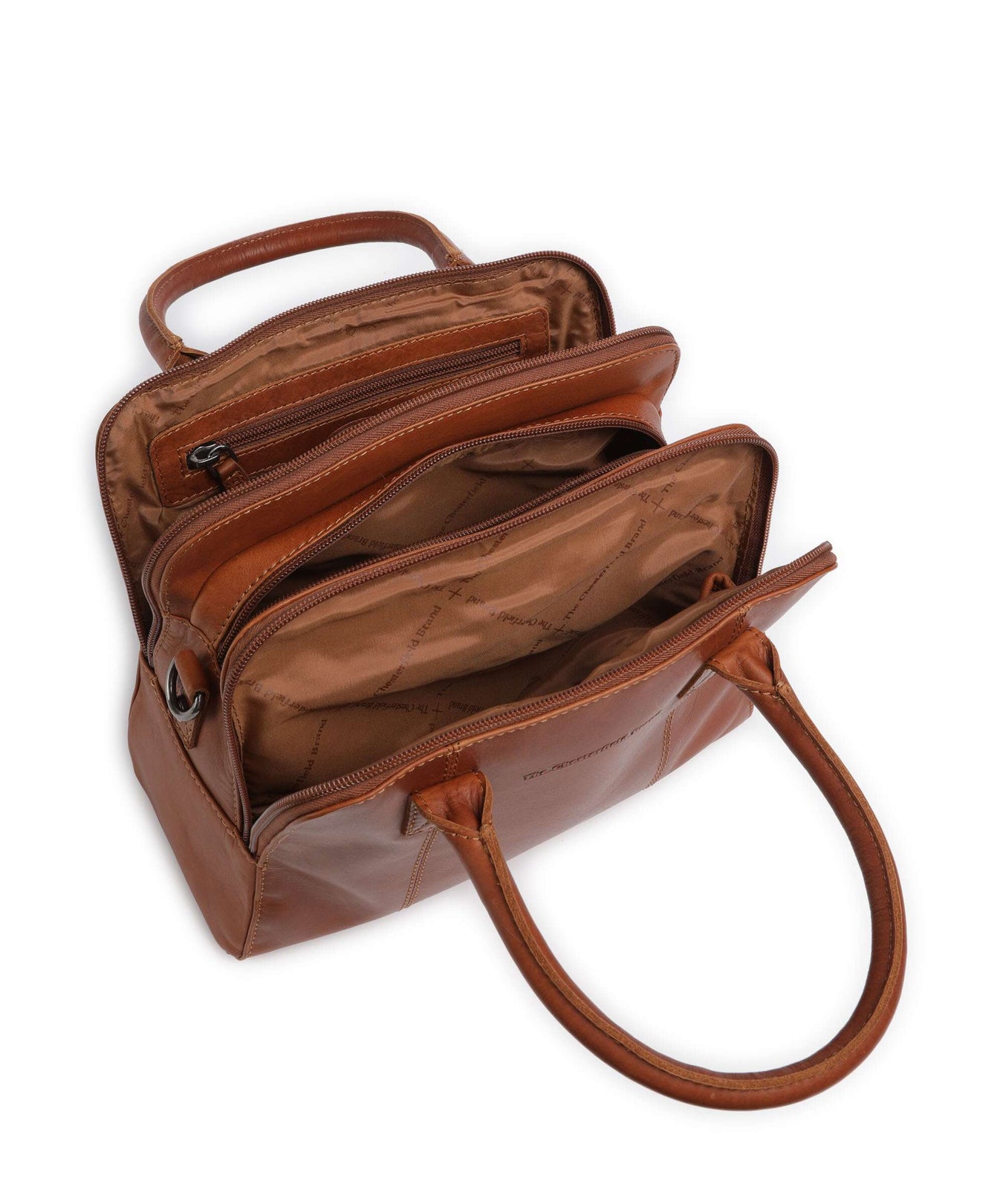 The Chesterfield Brand Cow Wax Pull Up Ezra Handbag cognac