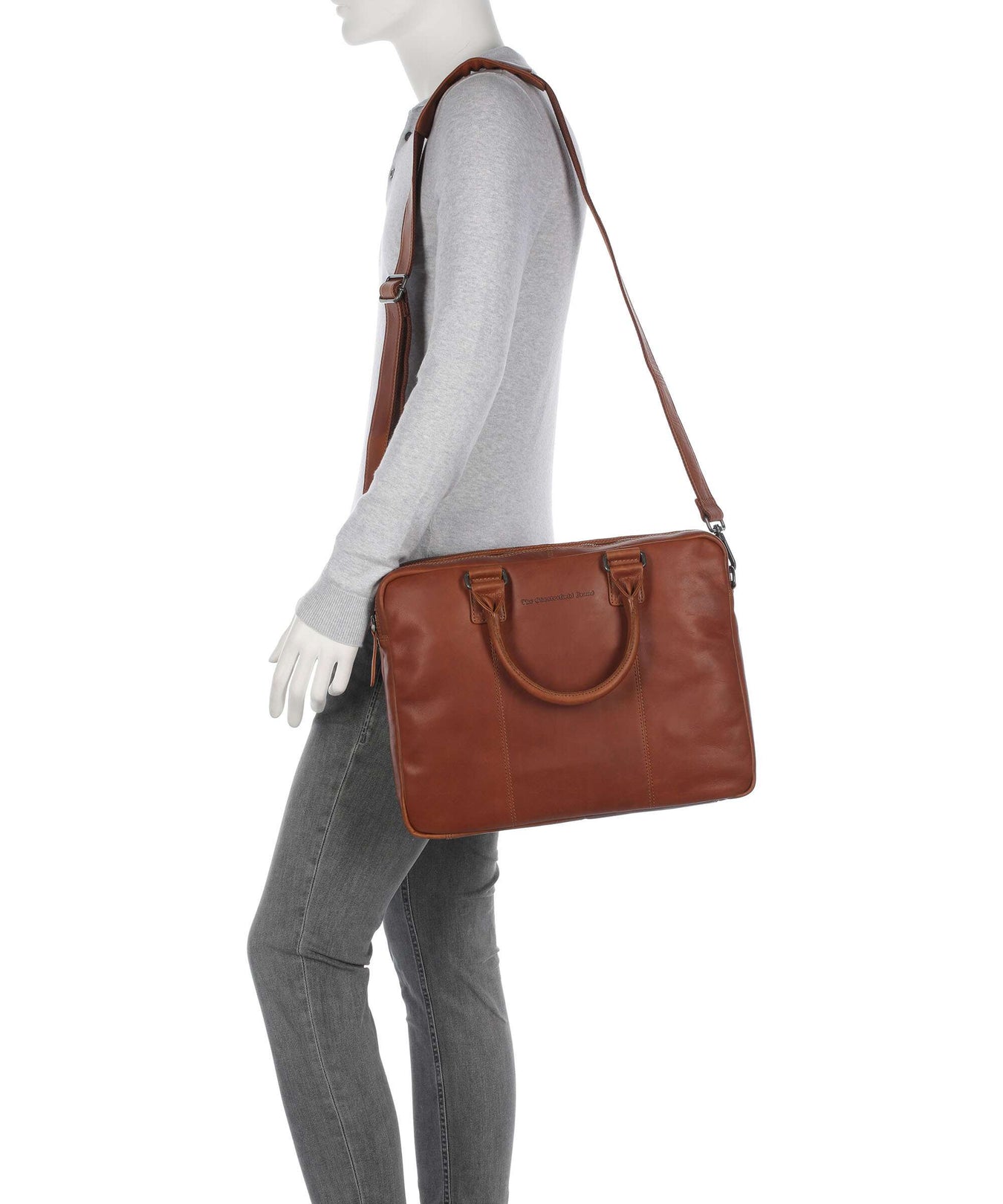 The Chesterfield Brand Cow Wax Pull Up Fabian Briefcase cognac