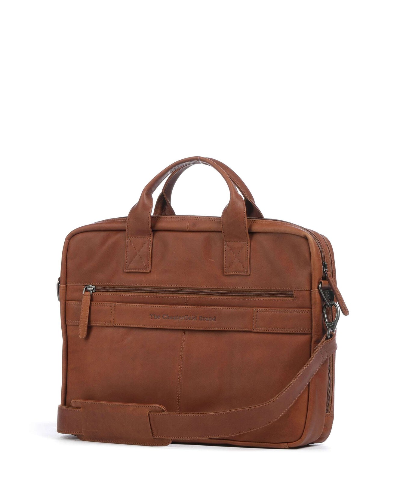 The Chesterfield Brand Cow Wax Pull Up Frazer Briefcase cognac